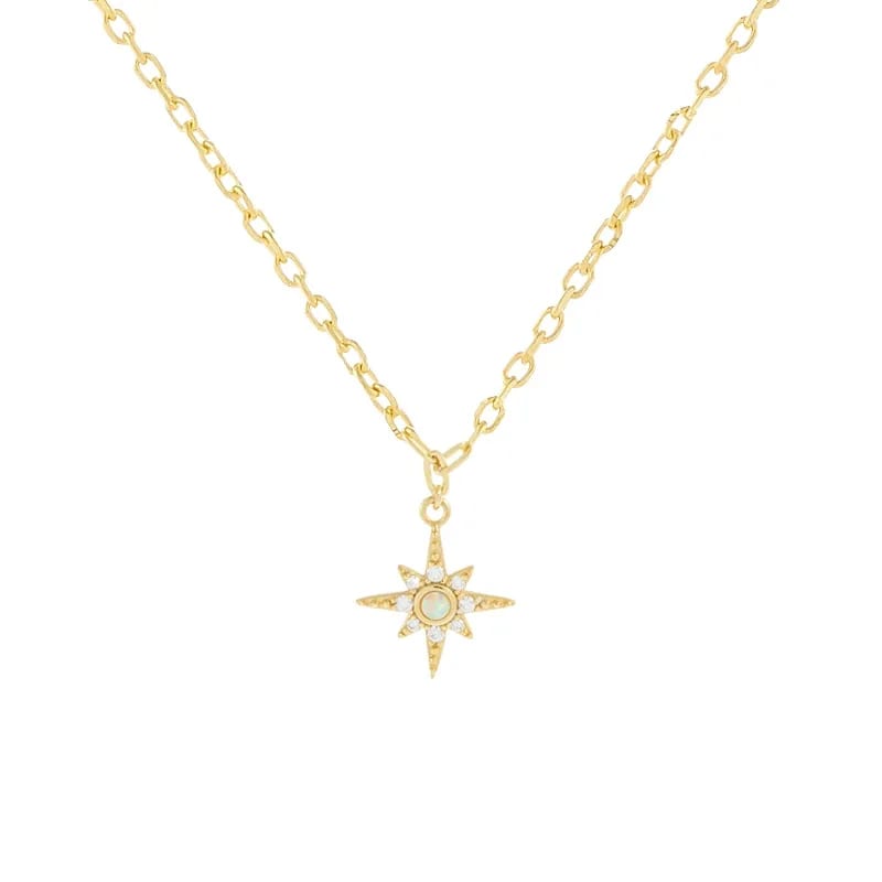 New Arrival Dainty 14k Gold Plated Pave Opal Charm Necklace Jewelry Pendant Necklaces