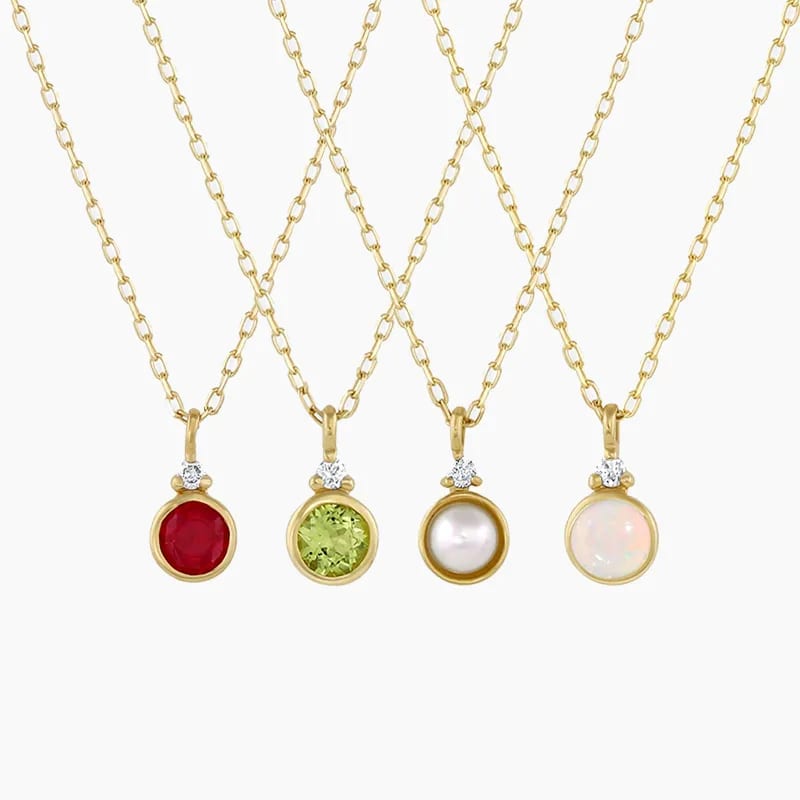 Crystal Birthstone Jewelry Bezel Setting Colorful Birthstone Pendant Necklace Pendant Necklaces