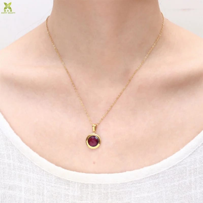 New Custom 316l Stainless Steel Gold Plated Colorful Zircon Pendant Necklace Pendant Necklaces