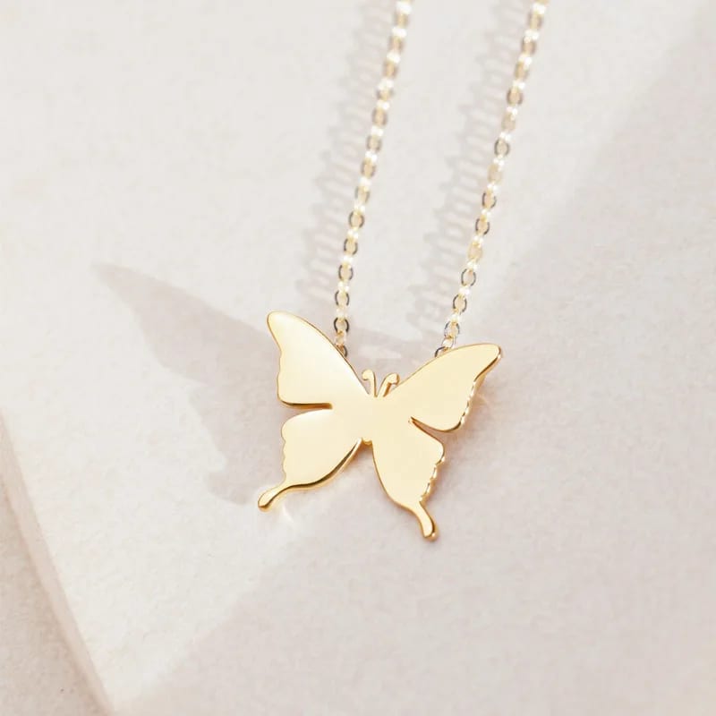 Fashion Dainty 925 Sterling Silver 18k Gold Mini Butterfly Pendant Necklace For Women Pendant Necklaces
