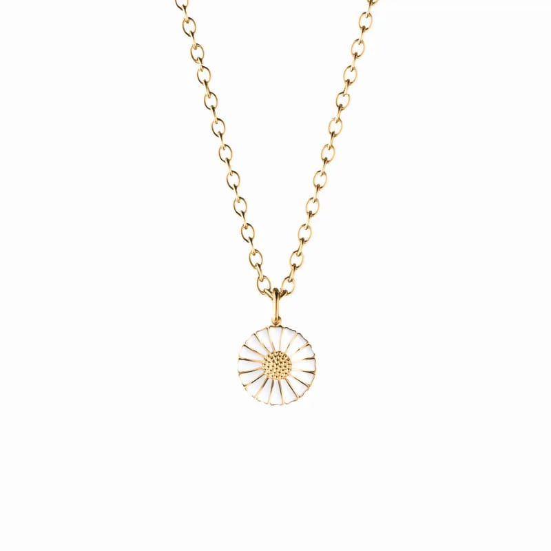 Trendy Enamel Daisy Flower Jewelry Necklace Small 18k Gold Sunflower Charm Necklace For Women Pendant Necklaces