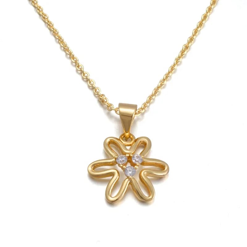 New Arrival Dubai Name Turkish 24k Gold Plated Flower Pendant Necklace Pendant Necklaces