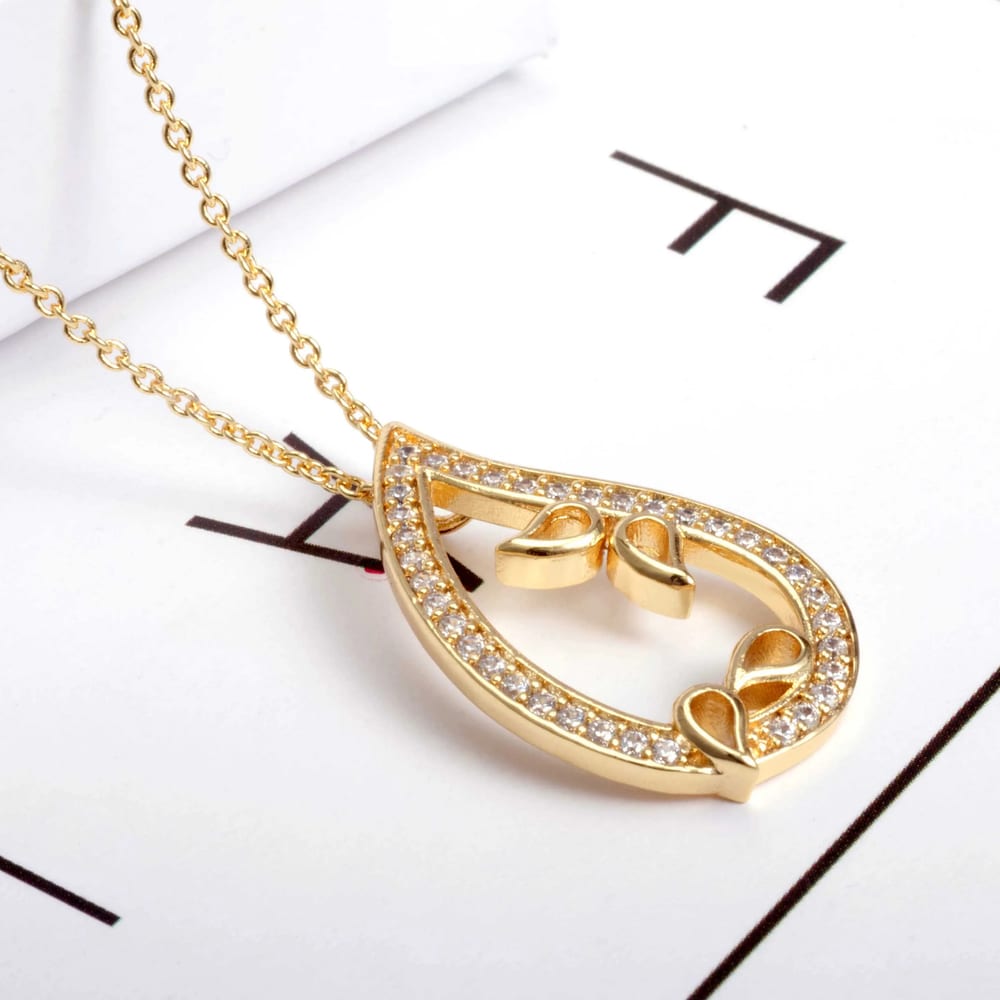 Drop Shape Gold Jewelry,Necklace Pendant Charm With Chain,Cz Custom Names Necklace Pendant Necklaces