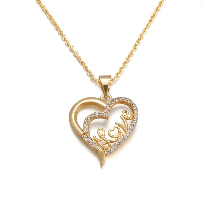 Brazilian Double Heart Fashion 18k Gold Jewelry,Gold Jewelry Necklace Pendant Necklaces