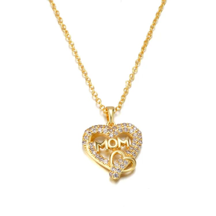 Mother Necklace,Love Mom Crystal Heart Pendant Necklace Pendant Necklaces