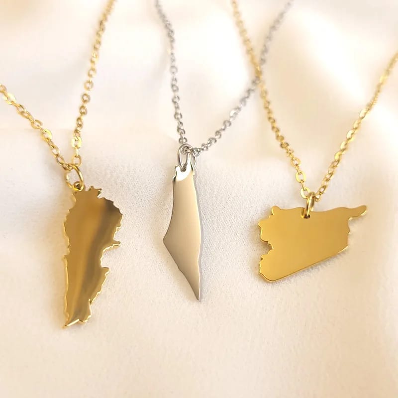 Custom Jewelry 18k Gold Stainless Steel Michigan State Usa Country Map Men’s Necklace Map Necklace