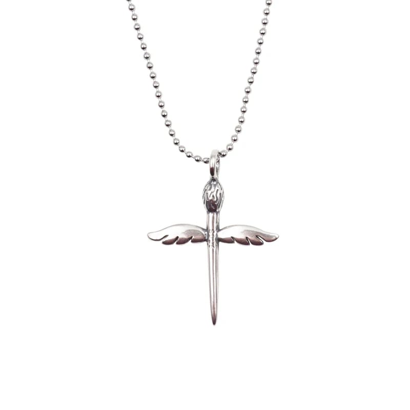Great Classical Antique Silver Jewelry Angel Cross Pendant Neck Lace Necklace,Girlfriend Jewellery Cross Necklace