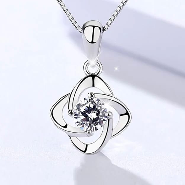 German Dainty SXS Leaf Clover 925 Sterling Silver Pendant Necklace For Woman Pendant Necklaces
