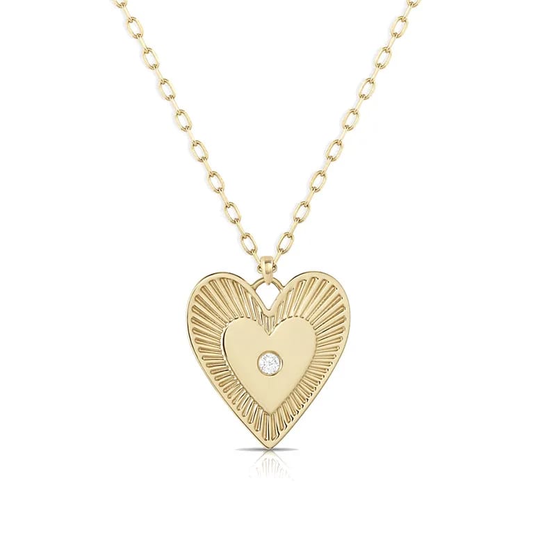 Fashion Jewelry 14k Gold Plated Sterling Silver 925 Diamond Love Heart Pendant Necklace Pendant Necklaces