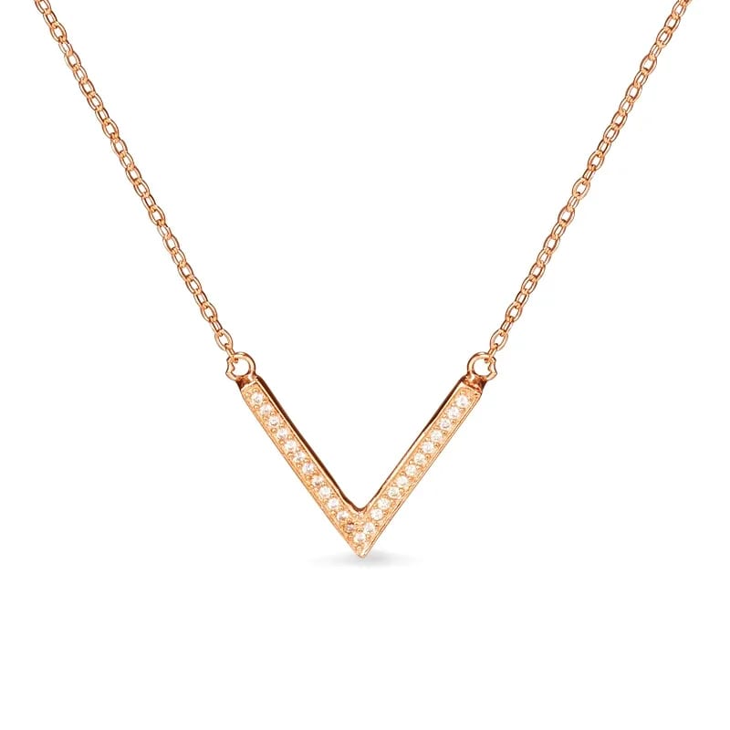 Letter V Necklace,Fashion Silver Letter V Shaped 3a Cz Pendant Jewelry Pendant Necklaces