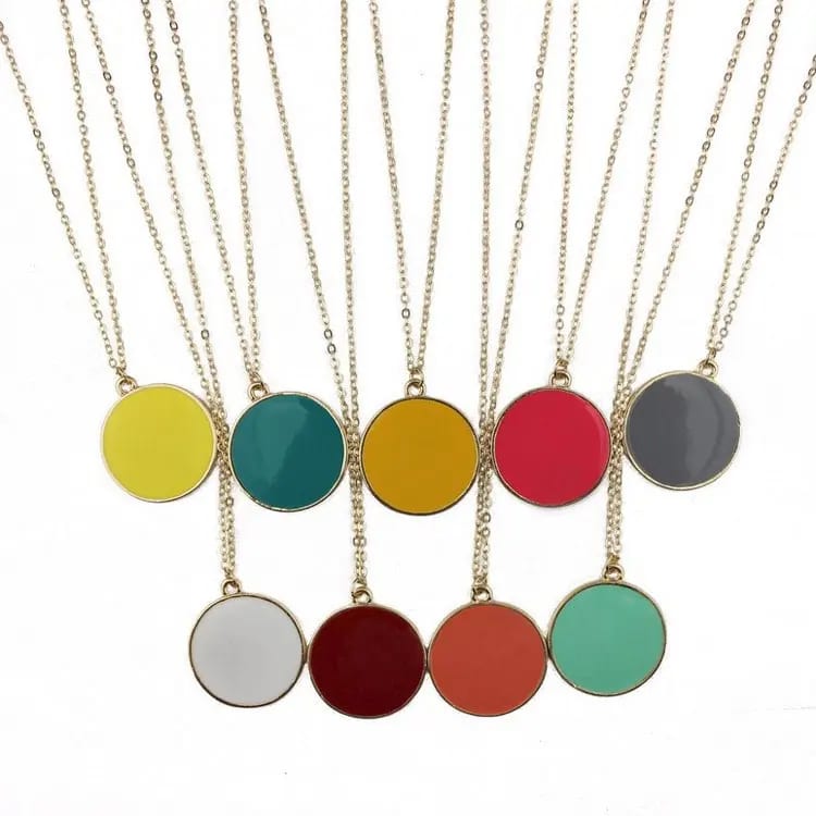 2019 Trendy Jewelry Enamel Necklaces Round Enamel Pendant Necklace Pendant Necklaces