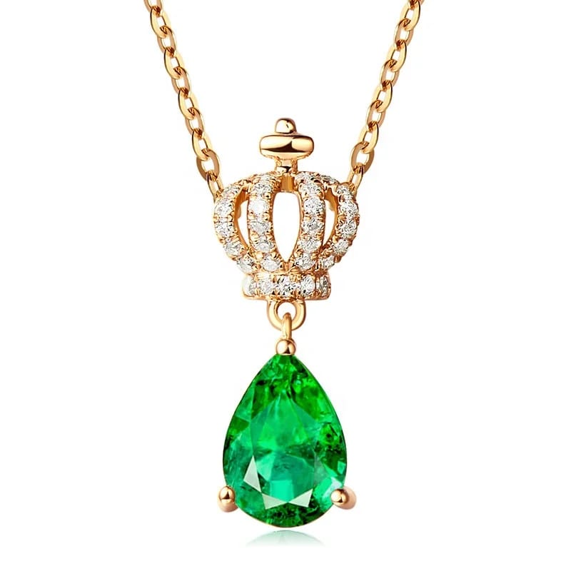 Queen Crown Birth Year Emerald Silver 925 Pendant Necklace For Ladies Pendant Necklaces