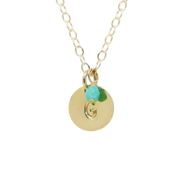 Custom Name Plate Diy Gold Disc Letter Charm And Birthstone Necklace Disc Necklaces