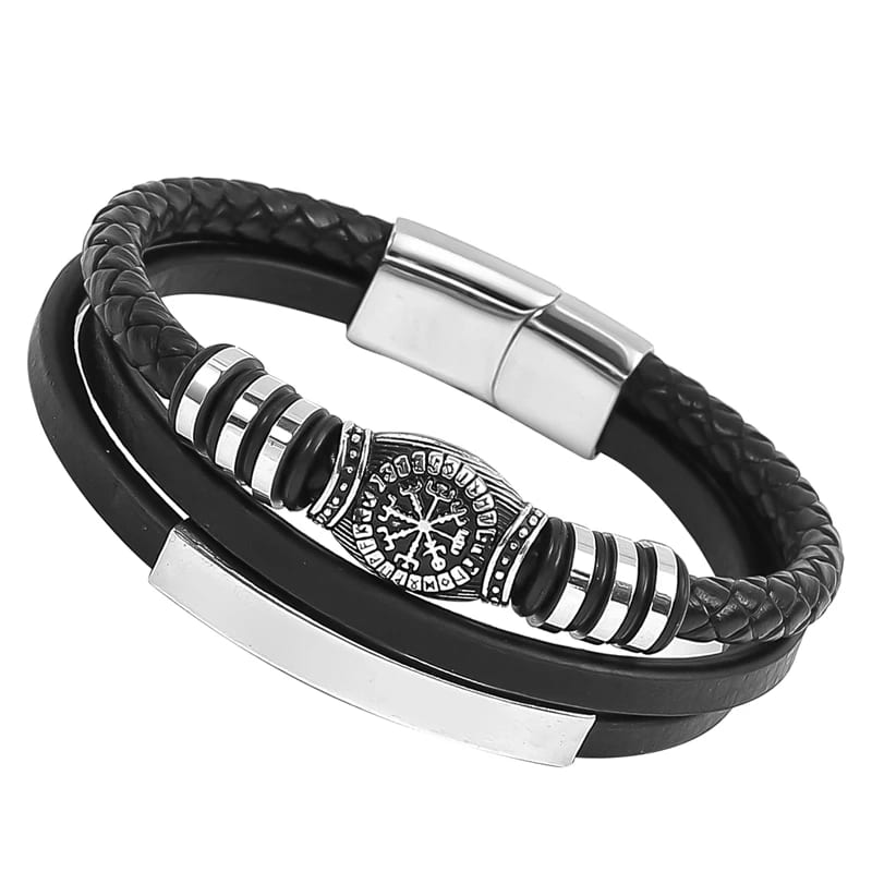 Hot Selling Bracelets Multi-layer Handmade Black Wrap Leather Bracelet For Men Father’s Gift Bracelet