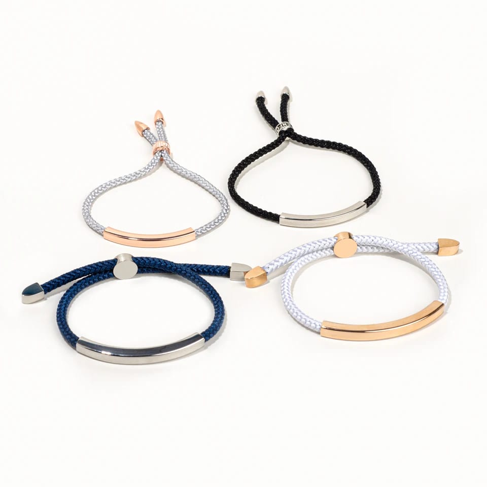 Custom Jewelry Engravable Bar Statement Bracelets 18k Gold Plated Adjustable Braided Colorful Cord Rope Bracelet For Men Women Bracelet
