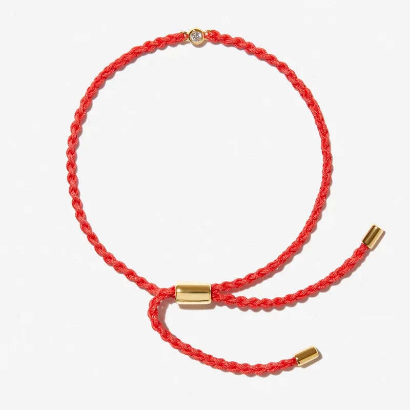 Fashion Simple Dainty Handmade Braided Red Rope Sring Bracelet 18k Gold Plated Diamond Adjustable Rope Bracelet For Women Bracelet