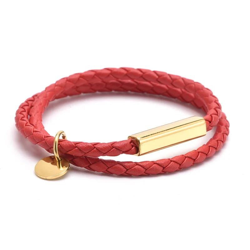 Oem Fashion Braided Boho Leather Bracelet Custom Logo Tags Jewelry Bracelet