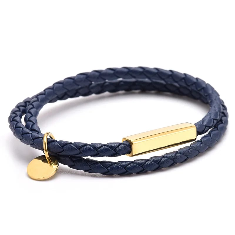 Manufacture Men Bracelets Leather And Stainless Steel Braided Genuine Leather Bracelet Bracelet