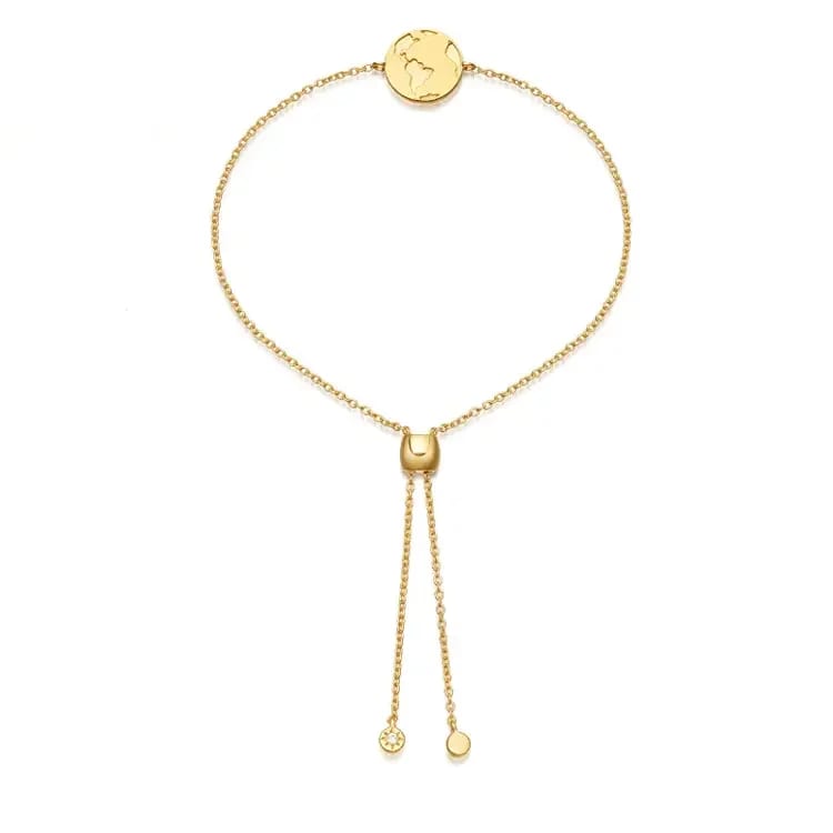 Gold Plated Hand Bead Bracelet Designs For Women Gift Globe Map Charm Bracelet Strands Bracelet