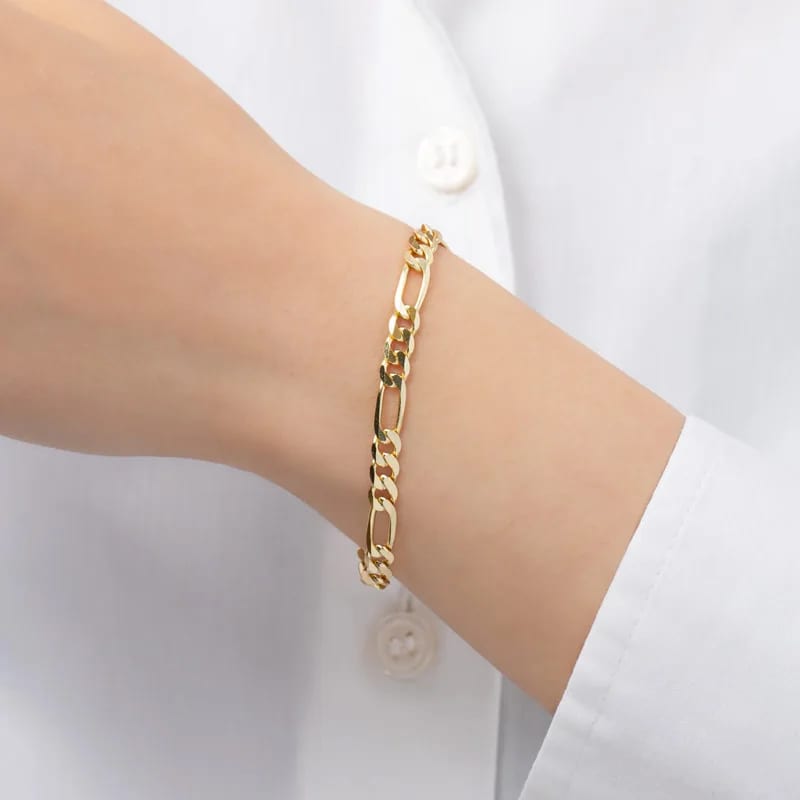 Wholesale Fashion Bracelet 925 Sterling Silver 18k Gold Plated Figaro Chain Bracelet For Women Bracelet