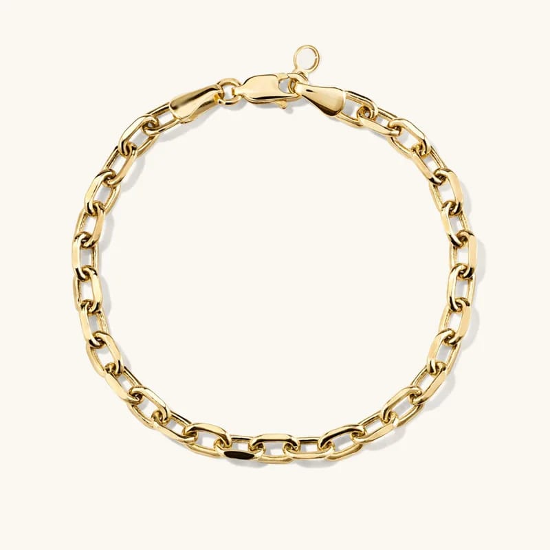 New Classic Simple 14k 18k Gold Plated Cable Chain Square Box Chain Large Square Oval Chain Bracelet For Women Bracelet