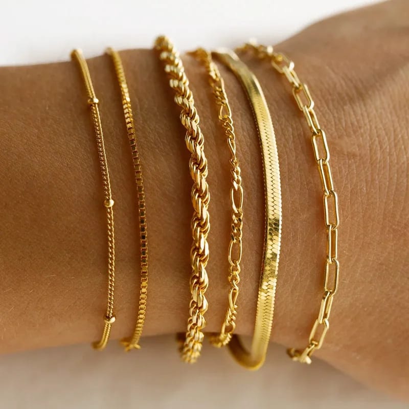 Everyday Minimalist Layering Bracelet Chains 18k Gold Plated Stainless Steel Minimalist Chain Bracelet Women Bracelet
