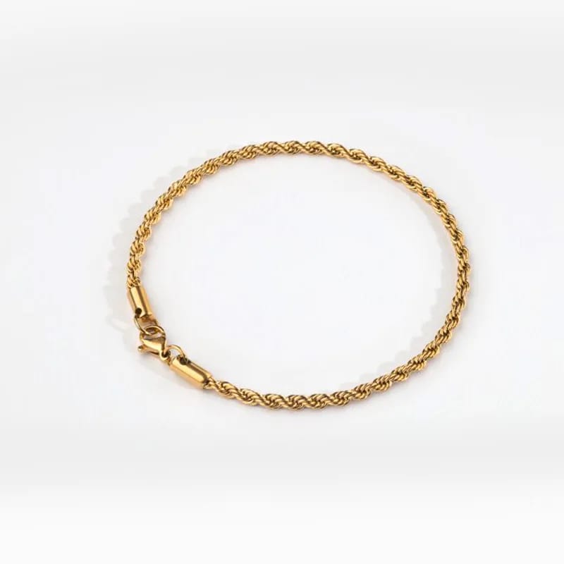 Wholesale Custom 18k Gold Plated Stainless Steel Fine Jewelry Thick Woven Twisted Rope Chain Bracelet For Women And Men Bracelet