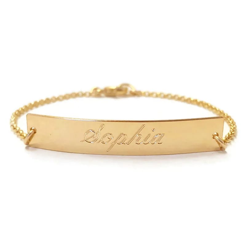 Wholesale 18k Gold Plated Engraved Blank Nameplate Bracelet Stainless Steel Women Jewelry Custom Bracelet Bracelet