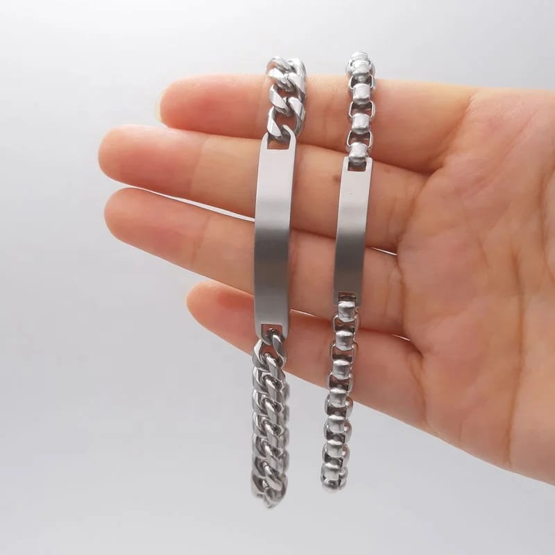 SXS JEWELRY Stainless Steel Round Box And Cuban Bar Chain Bracelet Jewelry For Men Design Bracelet