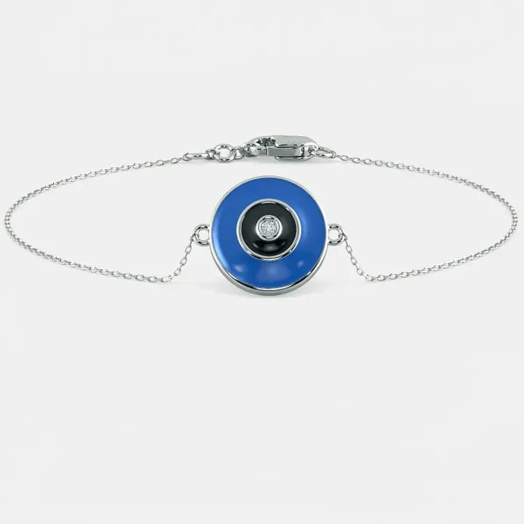 925 Sterling Silver Turkish Blue Eye Enamel Chain Bracelet Bracelet