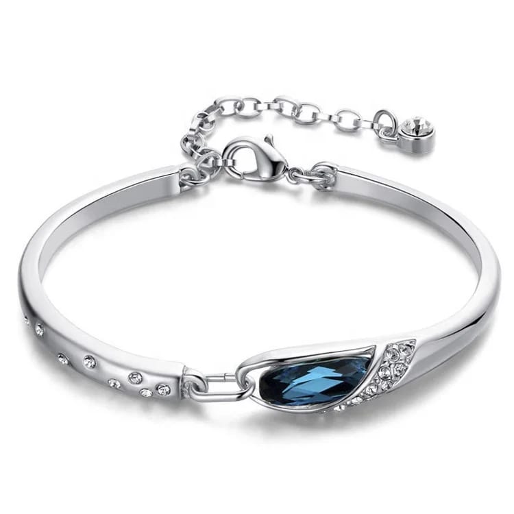 Blue Sapphire Gemstone Two Piece 925 Sterling Silver Chain Bracelet,Modern Fashion Bracelet In New Arrival Bracelet