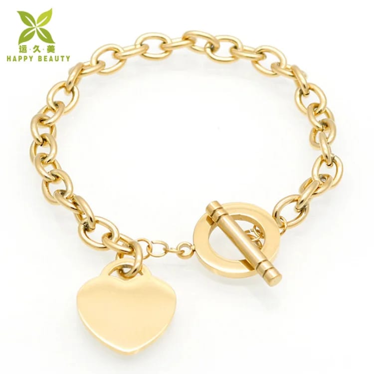 Fashion Love Heart Stainless Steel Bracelet T-shaped Titanium Steel Bracelet Bracelet