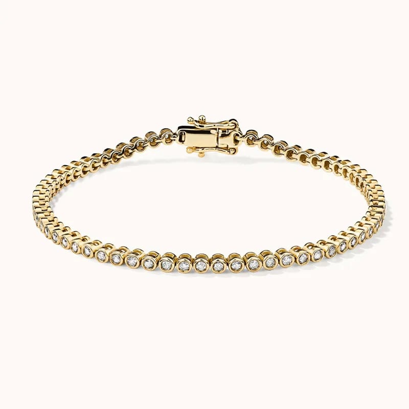Wholesale 14k 18k Gold Plated 925 Sterling Silver Cz Lab Grown Diamond Moissanite Bezel Tennis Bracelet For Women Bracelet