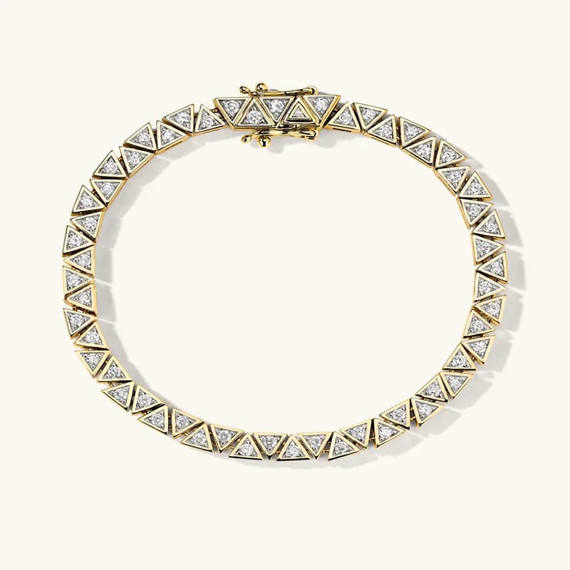 New Fashion Custom 14k 18k Gold Plated Luxury Jewelry Bling 5a Cubic Zirconia Tennis Chain Bracelet For Women Bracelet