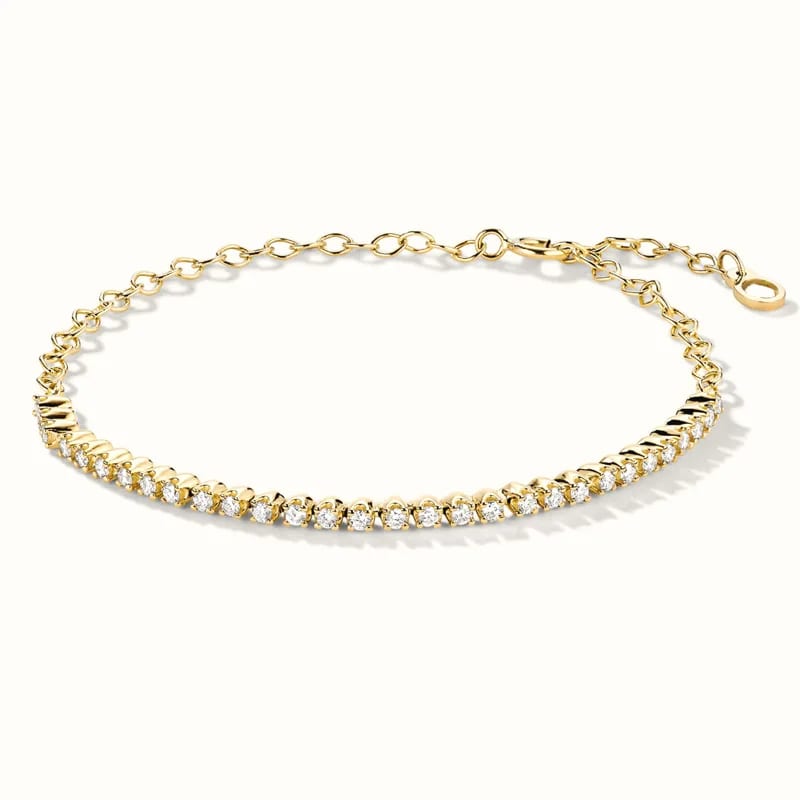 Customize 18k Gold Plated 925 Sterling Silver Delicate Diamond Half Tennis Bracelet For Women Jewelry Bracelet
