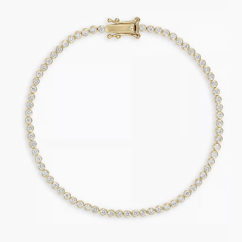 Classic Diamond Tennis Bracelet 14k Gold Plated Bezel Setting Cubic Zirconia Bracelet Bracelet