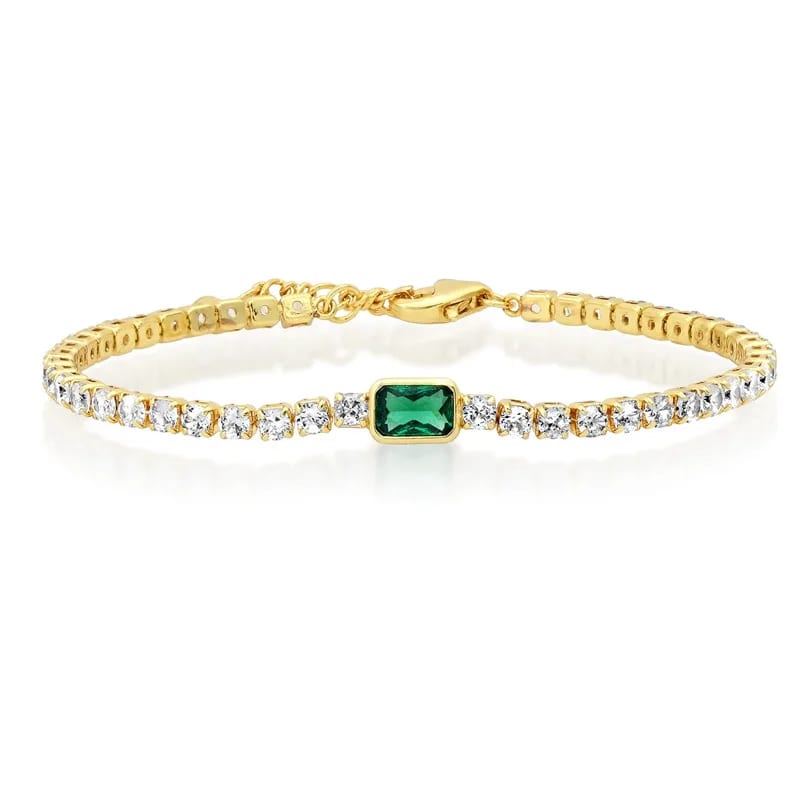 High Quality 18k Gold Plated Rectangular Cubic Zirconia Tennis Bracelet For Women Bracelet