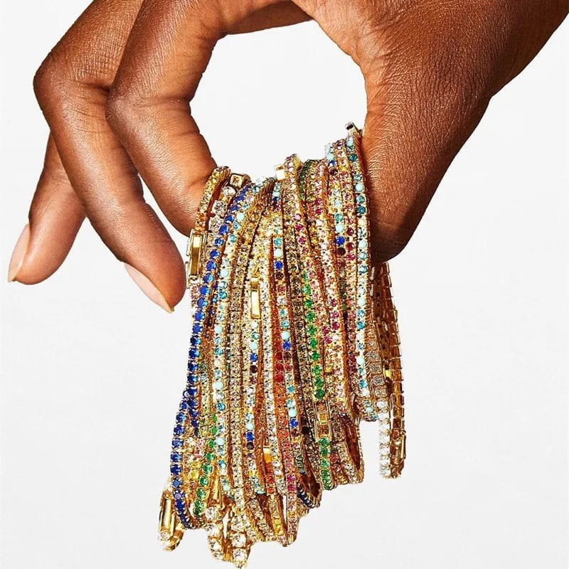Hot Selling Versatile Colored Diamond Elastic Bracelet Multi-layer Tennis Bracelet Bracelet