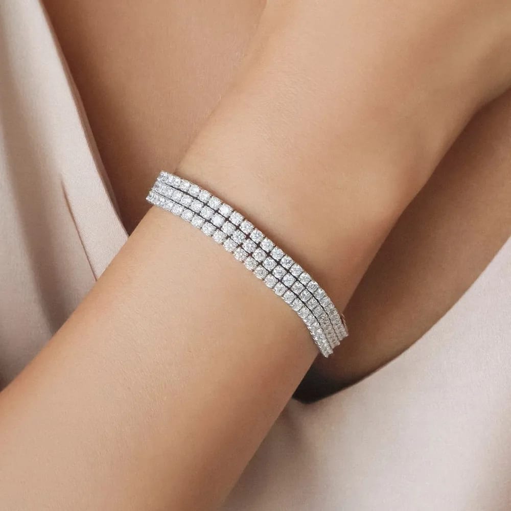 Exquisite Fashionable Three Row Diamond High Quality Women’s Bracelet Anniversary Gift Bracelet