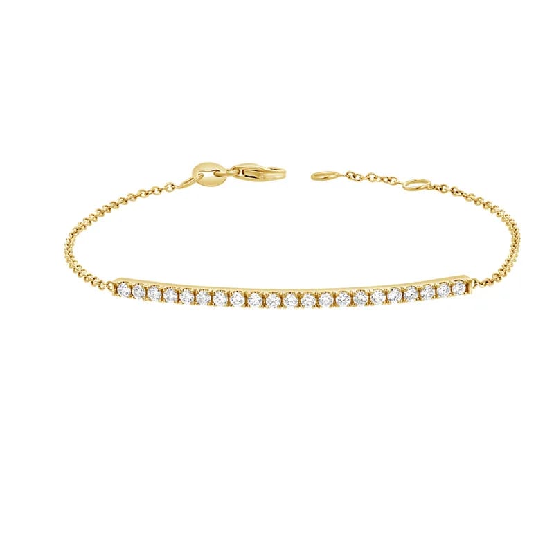 Custom Design 14k 18k Gold Plated 925 Sterling Silver Tennis Chain Diamond Pave Bar Bracelet Bracelet