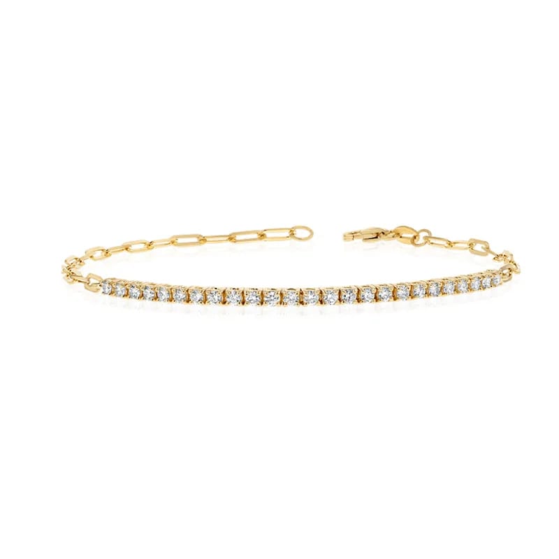 Latest Trendy 925 Sterling Silver 18k Gold Plated Pave Diamond Tennis X Paperclip Chain Bracelet Bracelet