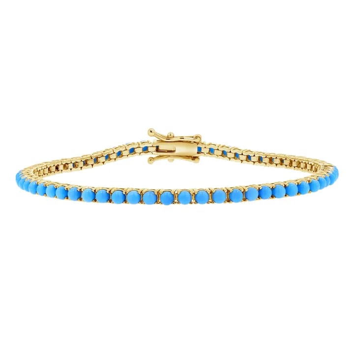 Fashion Fine Jewelry 925 Sterling Silver 18k Gold Plated Diamond Tennis Turquoise Bracelet Bracelet