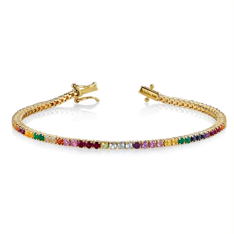 14k Gold Plated 925 Sterling Silver Plated Women Jewelry Rainbow Tennis Bracelet Brass Material Bracelet