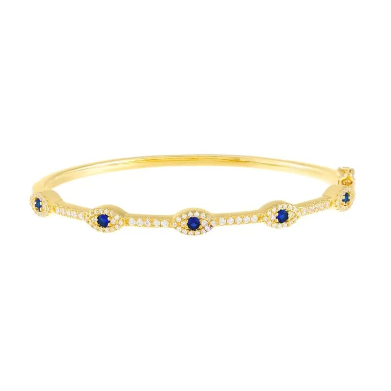 Odm Custom Fashion Gold Women Cz Bracelet Blue Cubic Zirconia Eye Bangles Bracelet Bracelet
