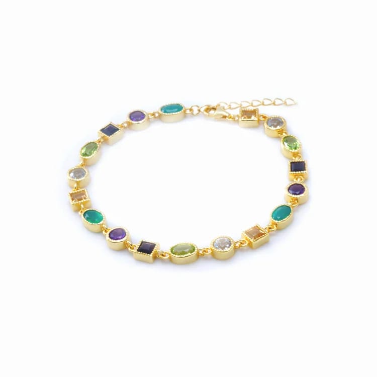 New Design 925 Sterling Silver Colorful Gemstone Bracelets Cz Tennis Bracelet Jewelry Women Bracelet