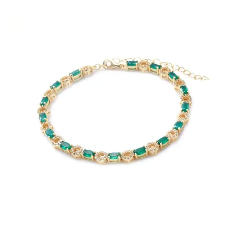 Oval-cut Fake Diamond Artificial Gemstone Luxury Tennis Chain Bracelet With 18k Gold Plating Bracelet