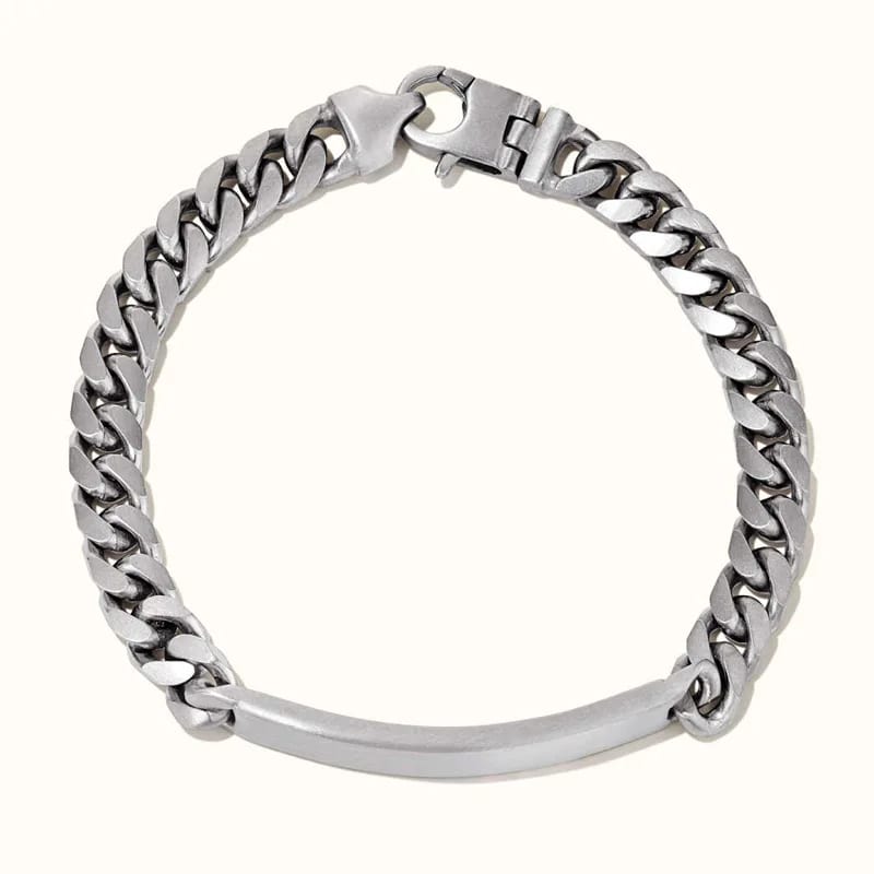 Custom Engraved Silver Stainless Steel Curb Link Bracelet Personalized Logo Id Unisex Bracelet Bracelet