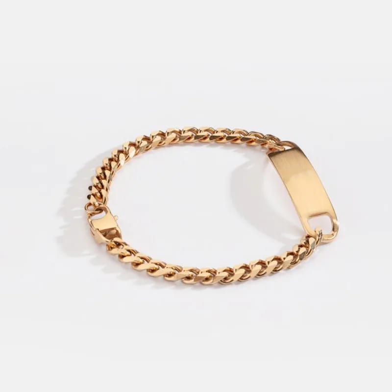 Personalised Engravable Blank Bar Bracelets Custom 18k Gold Plated Tags Bracelet Stainless Steel Men’s Jewelry Bracelet Bracelet