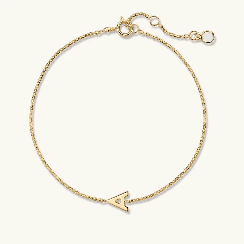 Custom Classic 18k Gold 925 Sterling Silver Initial Letter A-z 26 Alphabet Charm Pendant Bracelet For Women Girls Gift Bracelet