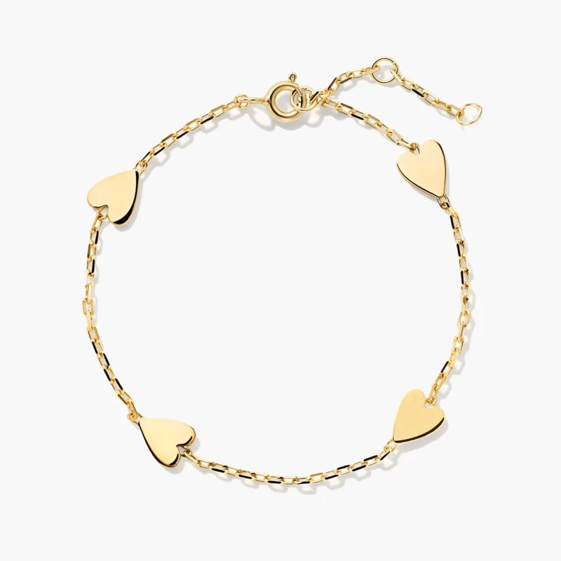 Wholesale Fashion Stainless Steel Hypoallergenic 18k Gold Plated Heart Charm Bracelet For Women Girl Bracelet